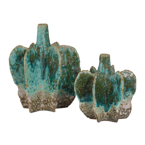 Currey and Company Urbano Turquoise & Brown Vase