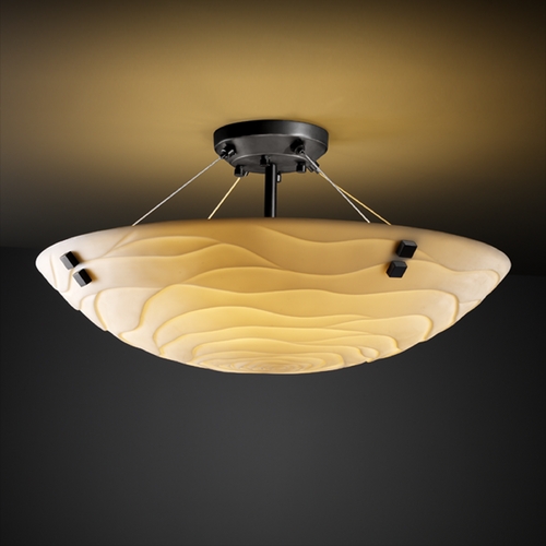 Justice Design Group Justice Design Group Porcelina Collection Semi-Flushmount Light PNA-9652-35-WAVE-MBLK-F2