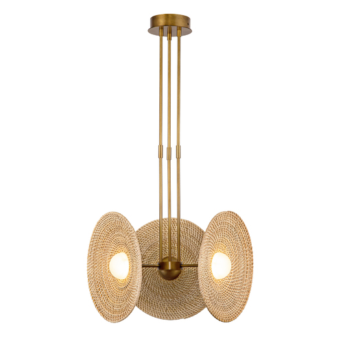 Harbour 3-Light LED Pendant in Vintage Brass by Alora Lighting