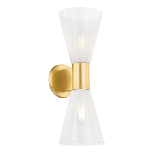 Mitzi by Hudson Valley Alma Wall Sconce in Aged Brass by Mitzi by Hudson Valley H838102-AGB