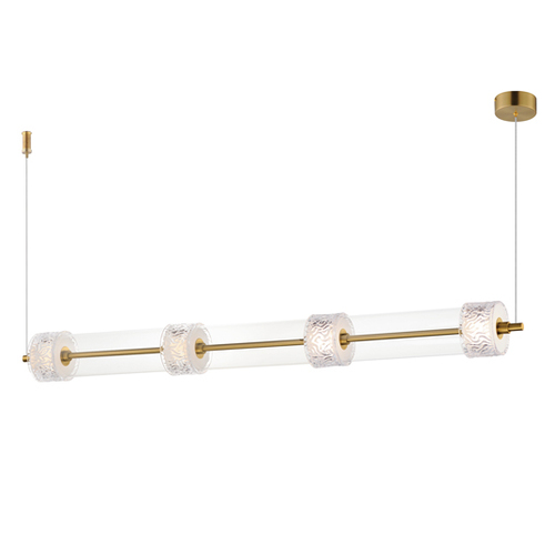 Elysian 58.25-Inch LED Linear Pendant in Aged Brass by ET2 Lighting