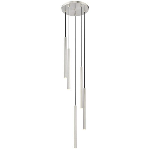 Z-Lite Forest Brushed Nickel LED Multi-Light Pendant with Cylindrical Shade