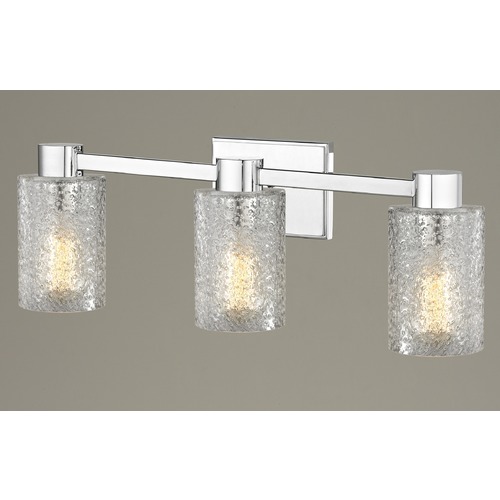 Design Classics Lighting 3-Light Ice Glass Bathroom Vanity Light Chrome 2103-26 GL1060C