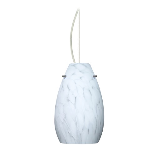 Besa Lighting Pera Satin Nickel LED Mini-Pendant Light with Oblong Shade