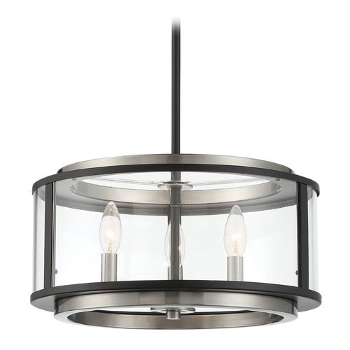 Tambouro 16-Inch Convertible Pendant in Black & Nickel by Eurofase Lighting