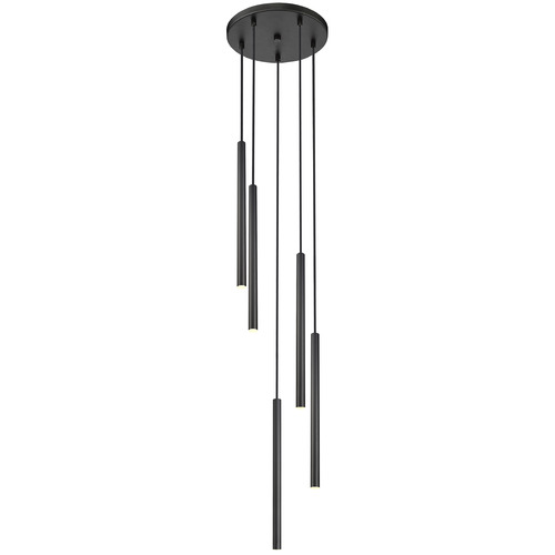 Z-Lite Forest Matte Black LED Multi-Light Pendant with Cylindrical Shade