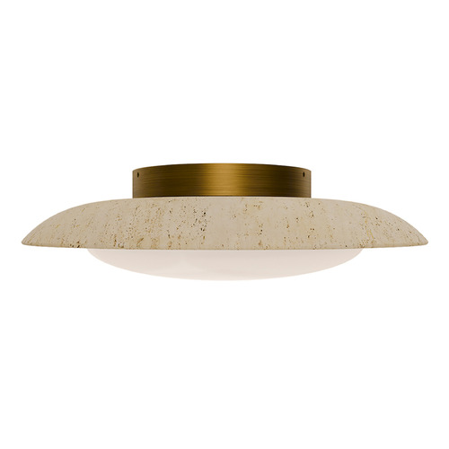 Modern Forms Saturno Beige Travertine / Aged Brass LED Flushmount Light