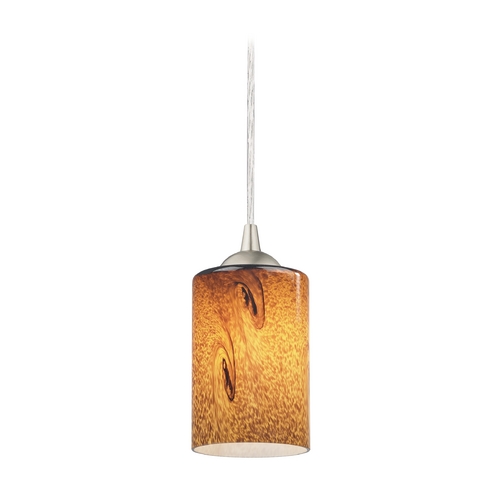 Modern Mini-Pendant Light with Brown Art Glass