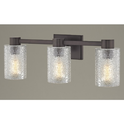 3-Light Ice Glass Bathroom Vanity Light Bronze