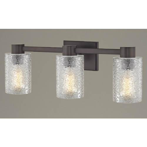 Design Classics Lighting 3-Light Ice Glass Bathroom Vanity Light Bronze 2103-220 GL1060C