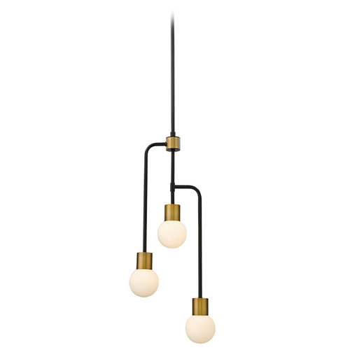 Z-Lite Neutra Matte Black & Foundry Brass Mini-Chandelier by Z-Lite 621-3MB-FB