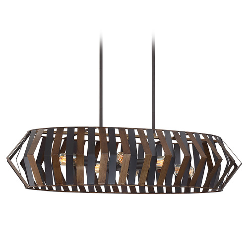 Eurofase Lighting Bevelo 36-Inch Oval Chandelier in Wood & Bronze by Eurofase Lighting 38269-011