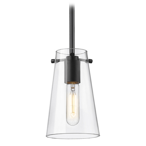 Z-Lite Kira Matte Black Mini-Pendant Light with Conical Shade