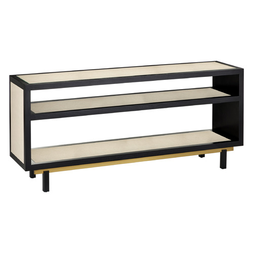 Currey and Company Deanna Ivory & Black & Brushed Brass & Clear Sofa Table