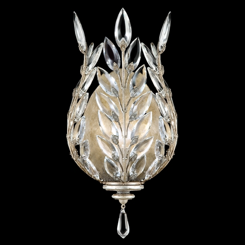 Fine Art Lamps Crystal Laurel Antiqued Warm Silver Leaf Sconce