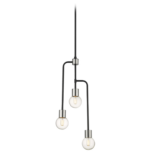 Z-Lite Neutra Matte Black & Polished Nickel Mini-Chandelier by Z-Lite 621-3MB-PN