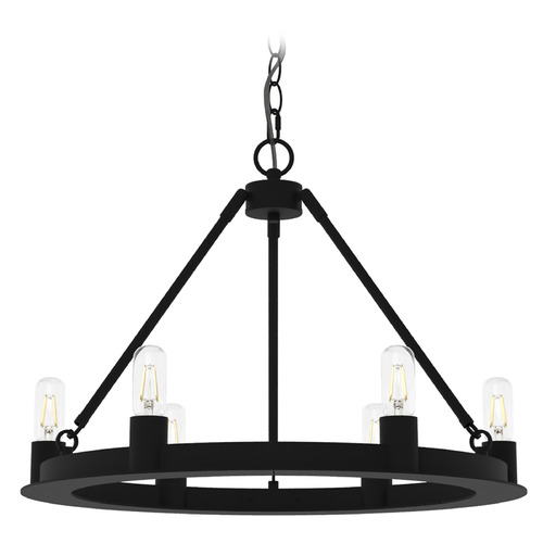Hunter Fan Company Saddlewood Natural Black Iron Chandelier