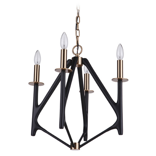 the Reserve Flat Black & Satin Brass Chandelier by Craftmade Lighting