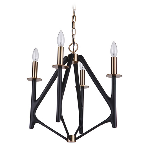 Craftmade Lighting the Reserve Flat Black & Satin Brass Mini-Chandelier by Craftmade Lighting 55534-FBSB