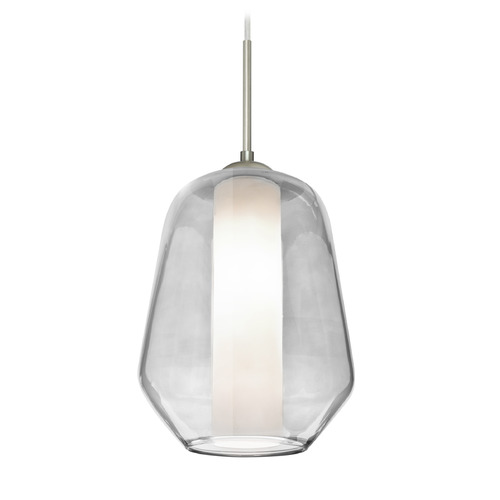Besa Lighting Link Satin Nickel Mini-Pendant Light with Bowl / Dome Shade
