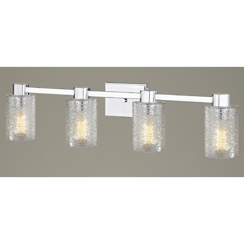 Design Classics Lighting 4-Light Ice Glass Bathroom Vanity Light Chrome 2104-26 GL1060C