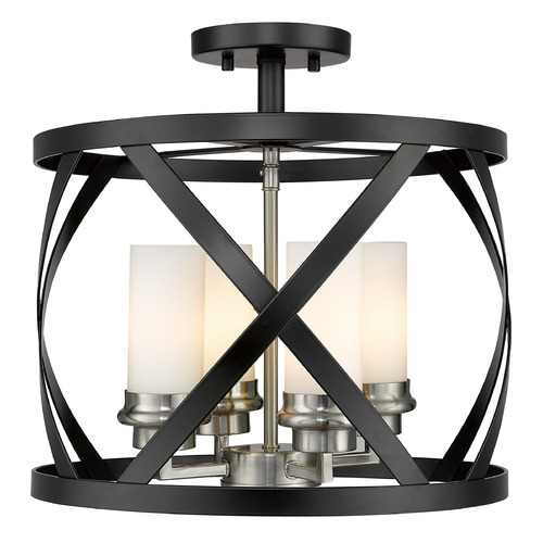 Z-Lite Malcalester Matte Black & Brushed Nickel Semi-Flush Mount by Z-Lite 481SF15-MB-BN