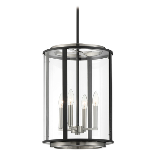Tambouro 13-Inch Lantern in Black & Satin Nickel by Eurofase Lighting