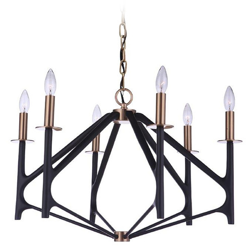 the Reserve Flat Black & Satin Brass Chandelier by Craftmade Lighting