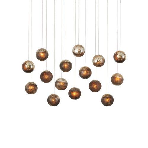 Currey and Company Lighting Pathos 15-Light Linear Pendant in Silver & Gold by Currey and Company 9000-1016