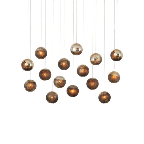 Pathos 15-Light Linear Pendant in Silver & Gold by Currey and Company