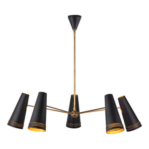 Brickell 45-Inch Chandelier in Black with Leather by Alora Lighting