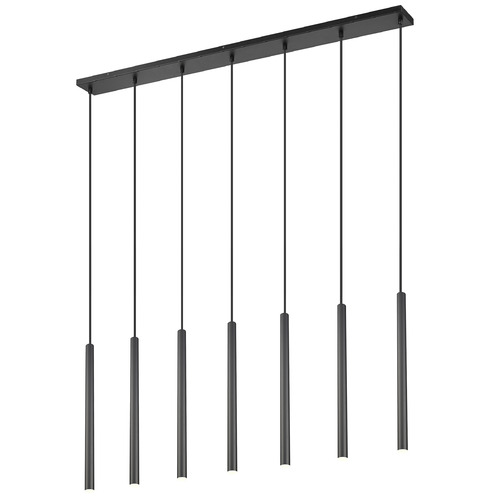 Z-Lite Forest Matte Black LED Multi-Light Pendant with Cylindrical Shade