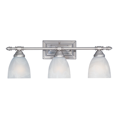Designers Fountain Lighting Bathroom Light with Alabaster Glass in Satin Platinum Finish 94003-SP
