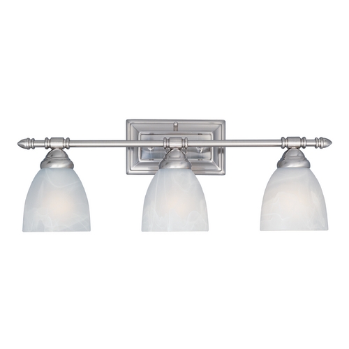 Bathroom Light with Alabaster Glass in Satin Platinum Finish