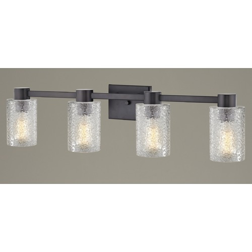 4-Light Ice Glass Bathroom Vanity Light Bronze