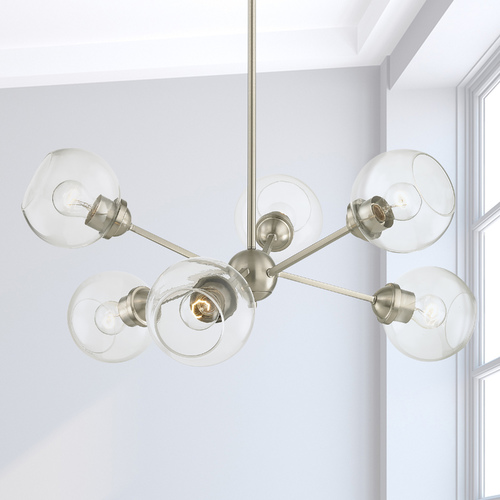 Design Classics Haus Satin Nickel Chandelier with Clear Glass Shades