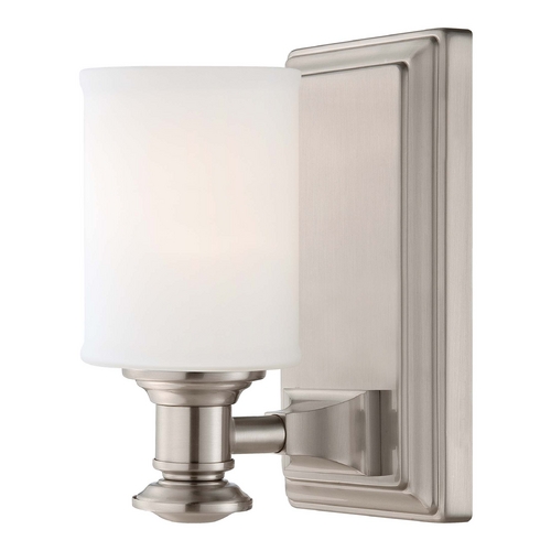 Sconce Wall Light with White Glass in Brushed Nickel by Minka Lavery