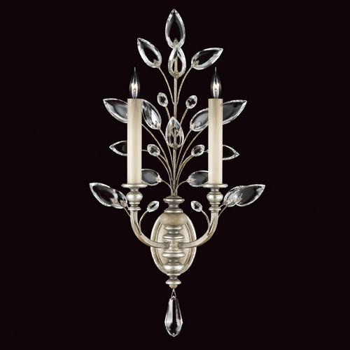 Fine Art Lamps Crystal Laurel Antiqued Warm Silver Leaf Sconce