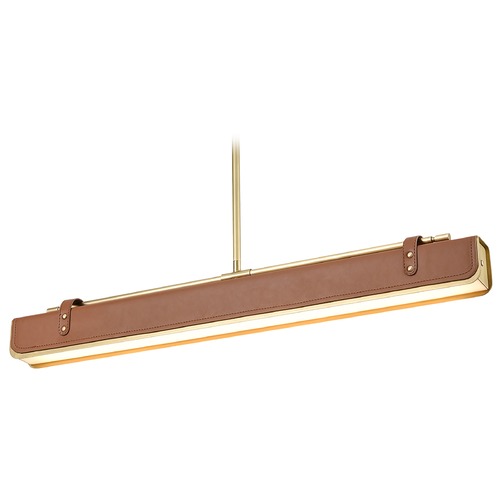 Valise Vintage Brass & Cognac Leather LED Island Light by Alora Lighting