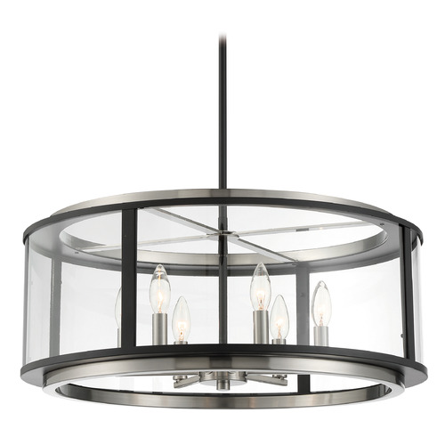 Tambouro 24-Inch Pendant in Black & Satin Nickel by Eurofase Lighting