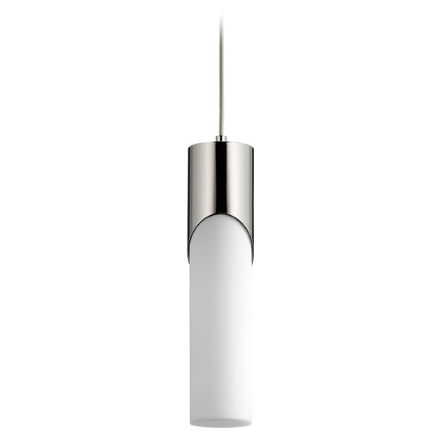 Ellipse 17-Inch LED Glass Pendant in Nickel by Oxygen Lighting