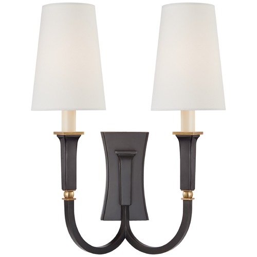 Visual Comfort Signature Collection Thomas OBrien Delphia Double Arm Sconce in Bronze by Visual Comfort Signature TOB2273BZHABL