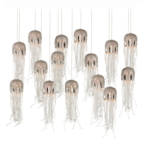 Currey and Company Lighting Currey and Company Medusa Nickel & Silver Multi-Light Pendant with Bowl / Dome Shade 9000-1030