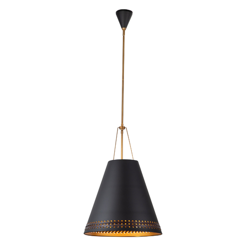 Brickell Pendant in Black with Hazelnut Leather by Alora Lighting