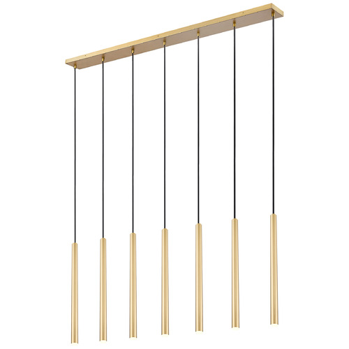 Z-Lite Z-Lite Forest Modern Gold LED Multi-Light Pendant with Cylindrical Shade 919MP24-7L-MGLD-LED