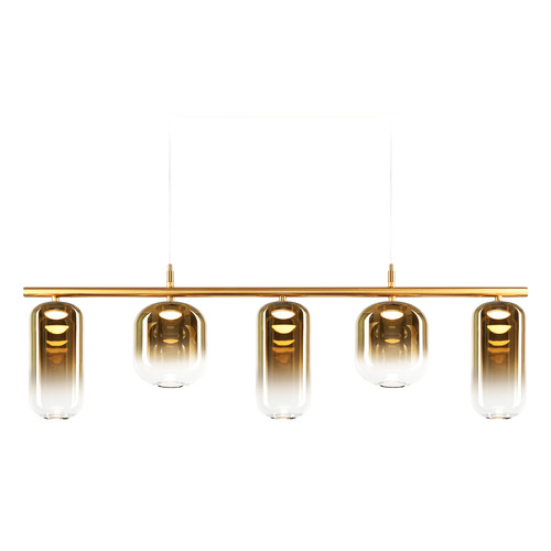 Matteo Lighting Refrax Aged Gold Brass LED Island Light with Cylindrical Shade