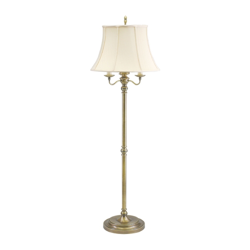 House of Troy Lighting Floor Lamp with White Shades in Antique Brass Finish N606-AB