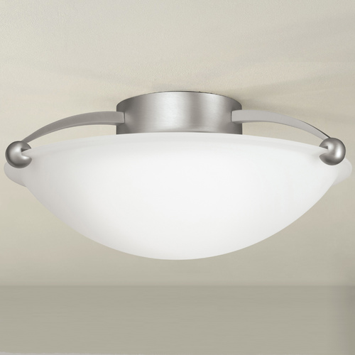 Kichler Lighting Kichler Brushed Nickel Semi-Flushmount Ceiling Light with White Glass 8405NI