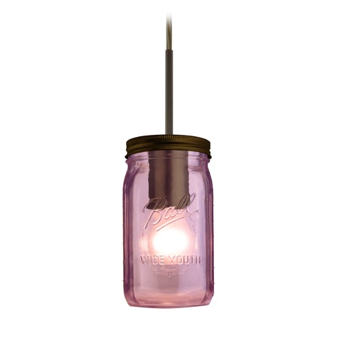 Besa Lighting Canning Jar Light Mini-Pendant Purple Glass Bronze 1JT-MILO4PL-BR