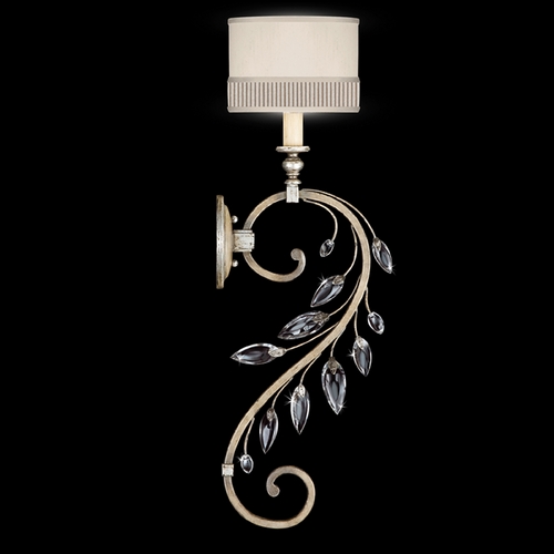 Fine Art Lamps Fine Art Lamps Crystal Laurel Antiqued Warm Silver Leaf Sconce 774650ST